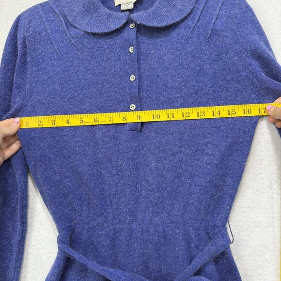 Vintage Talbots Sweater Dress Womens 10 Wool Angora Collared Button Midi 80s - Picture 4 of 8
